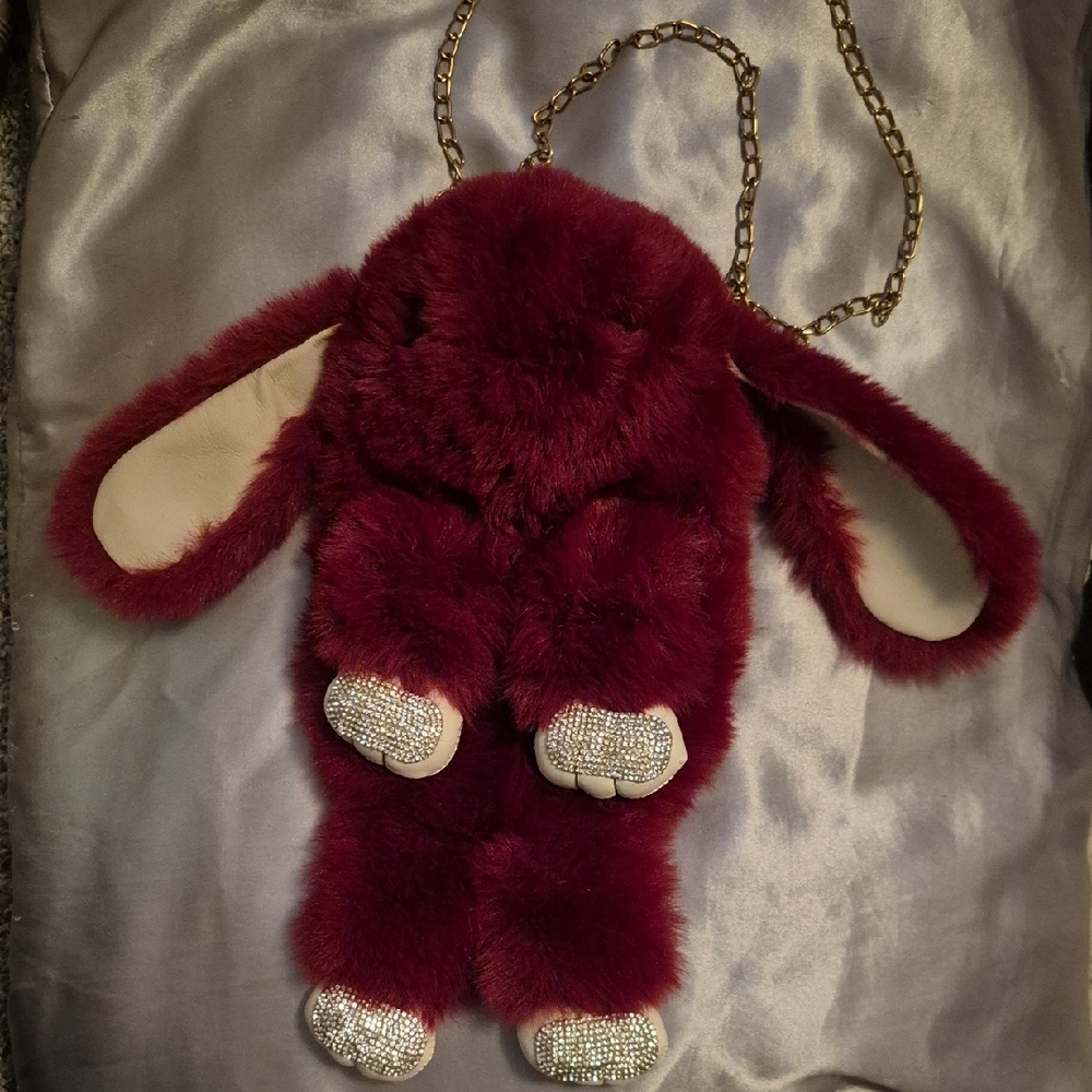Plush Burgundy Bunny Bag